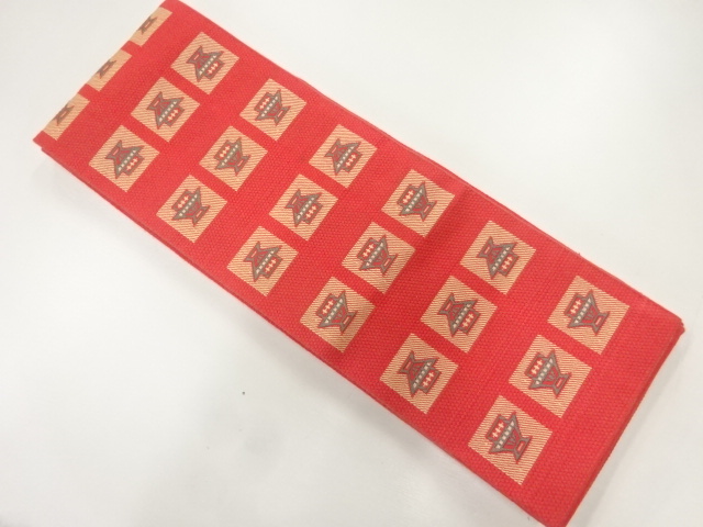 家屋模様織出し半幅帯